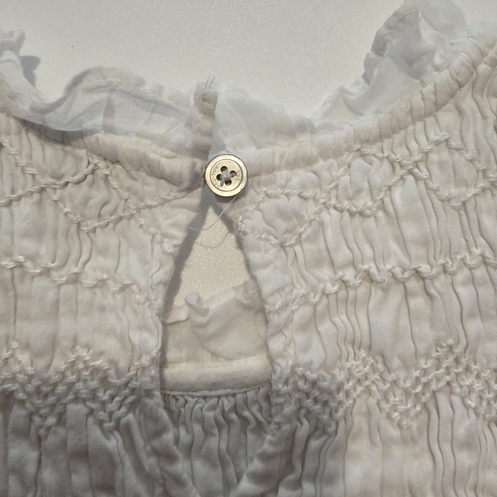 Sea New York Addie Eyelet Dress Off-White A-line Short Sleeves Mock Neck Size L - Picture 9 of 12